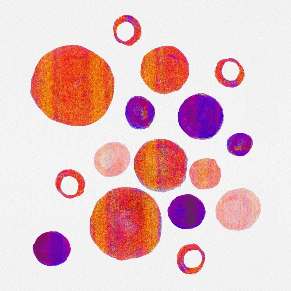 Channell, Michele: Orange Violet Cercles Grand Petit