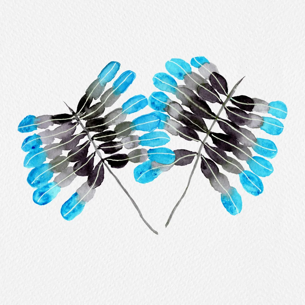 Channell, Michele: Feuille De Palmier Tropical Bleu Gris Botanique