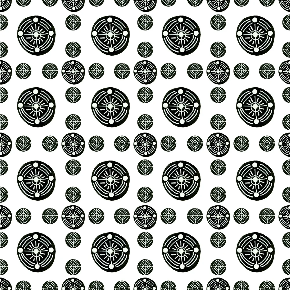 Channell, Michele: Cercles ethniques tribaux noirs et blancs géométriques