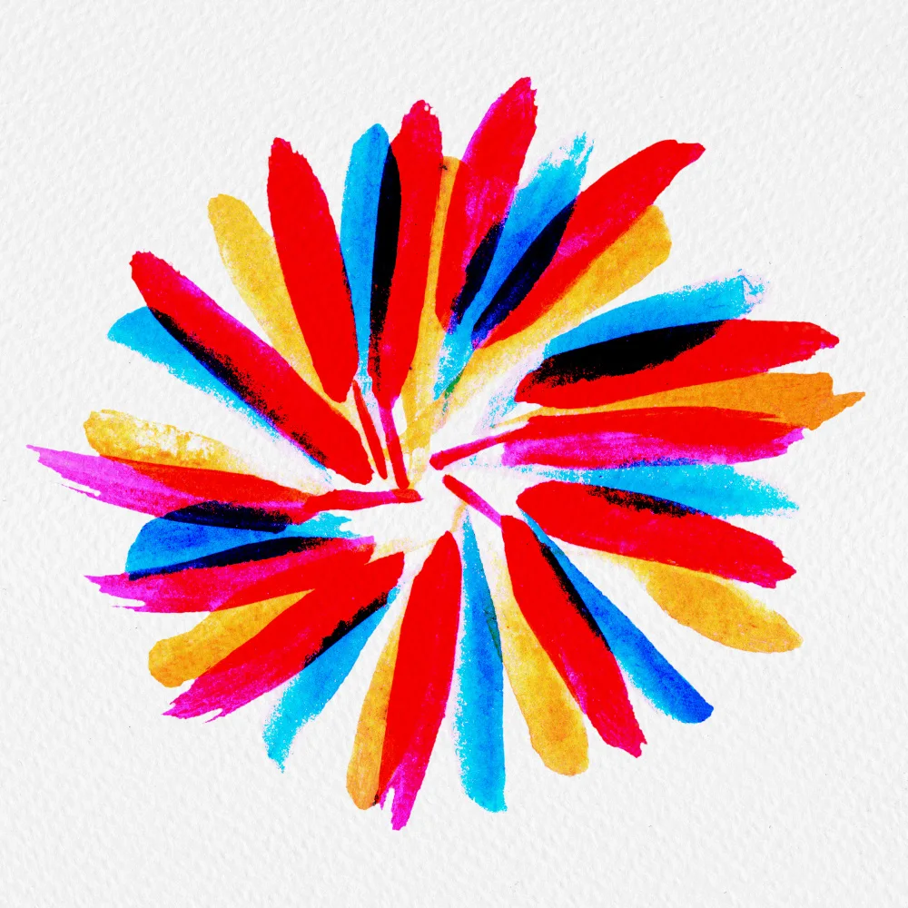 Channell, Michele: Fiore Twirl Blu Verde Rosso Giallo