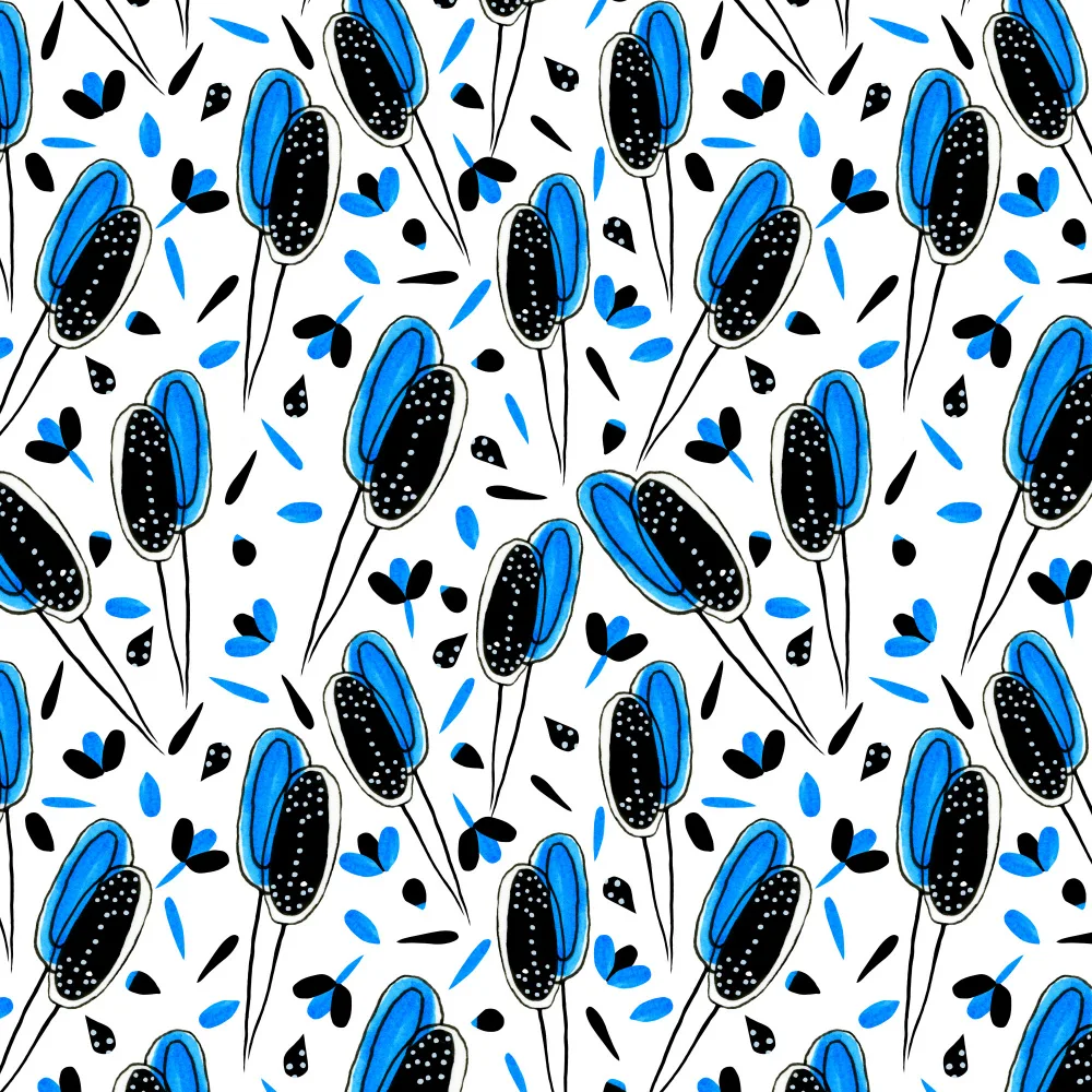 Channell, Michele: Blumenpaar Blau Schwarz