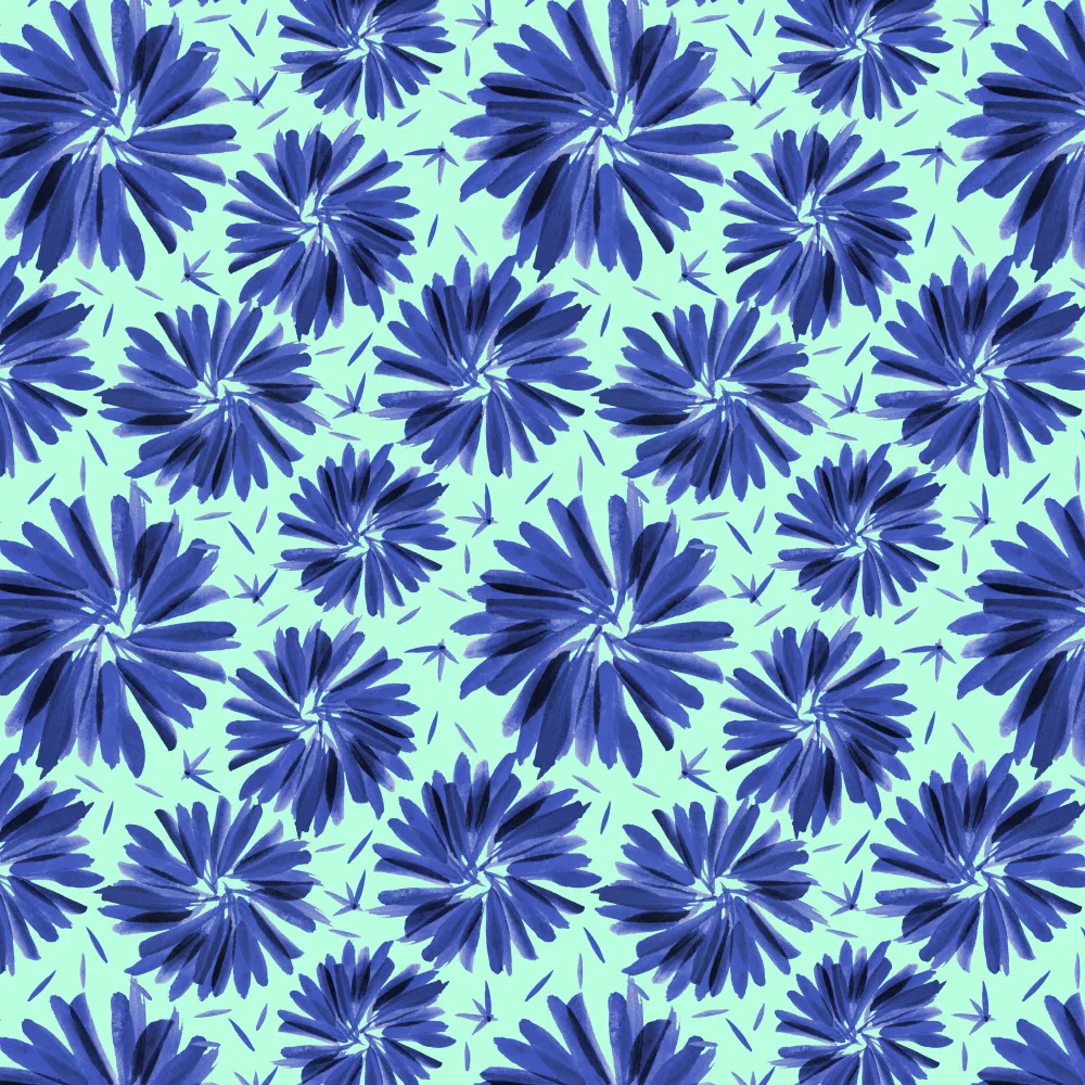 Channell, Michele: Tourbillon Floral Bleu Marine Sur Menthe