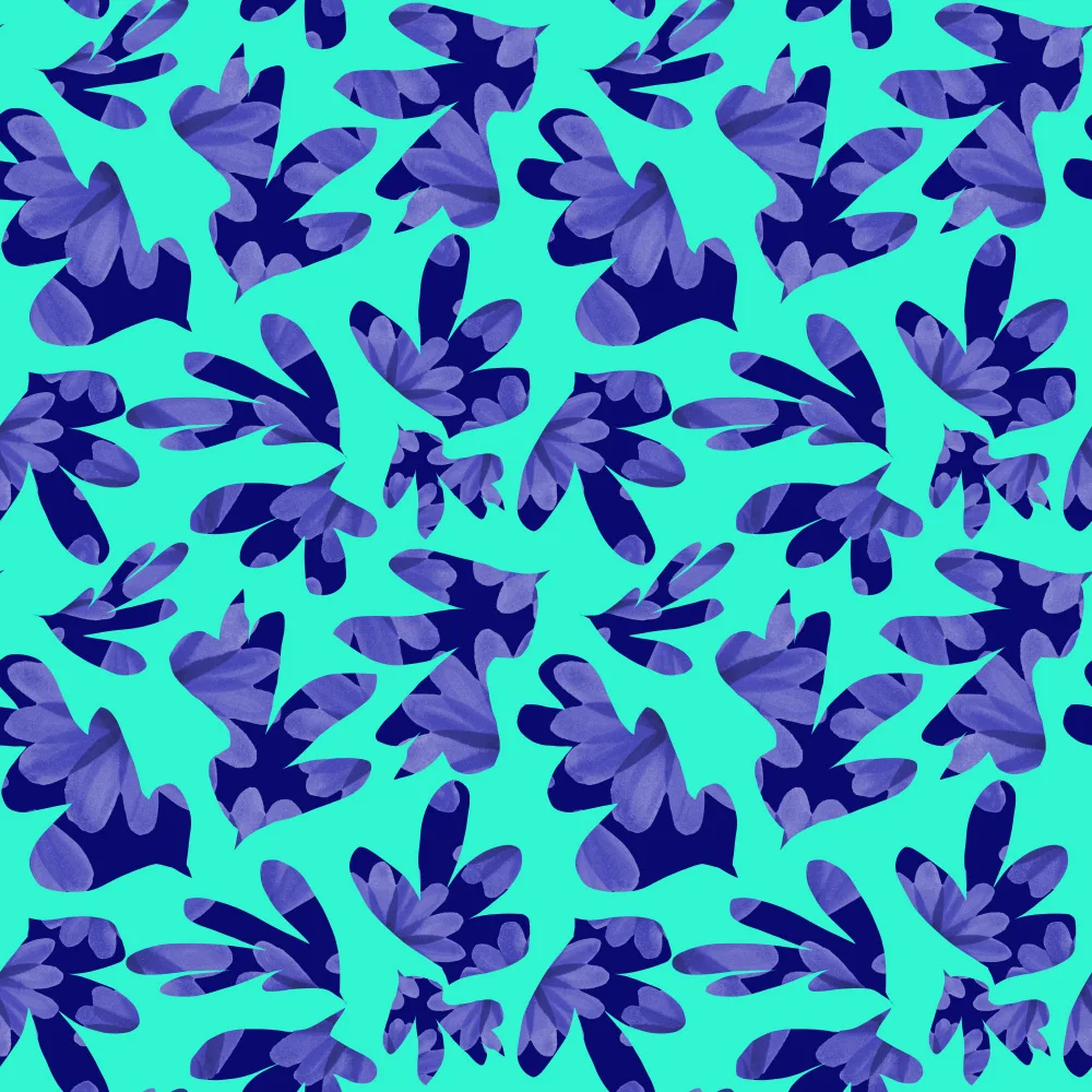 Channell, Michele: Fiori a bizzeffe blu su menta