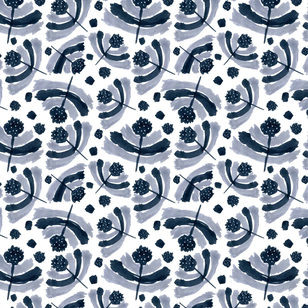 Channell, Michele: Feliz Floral Negro Gris
