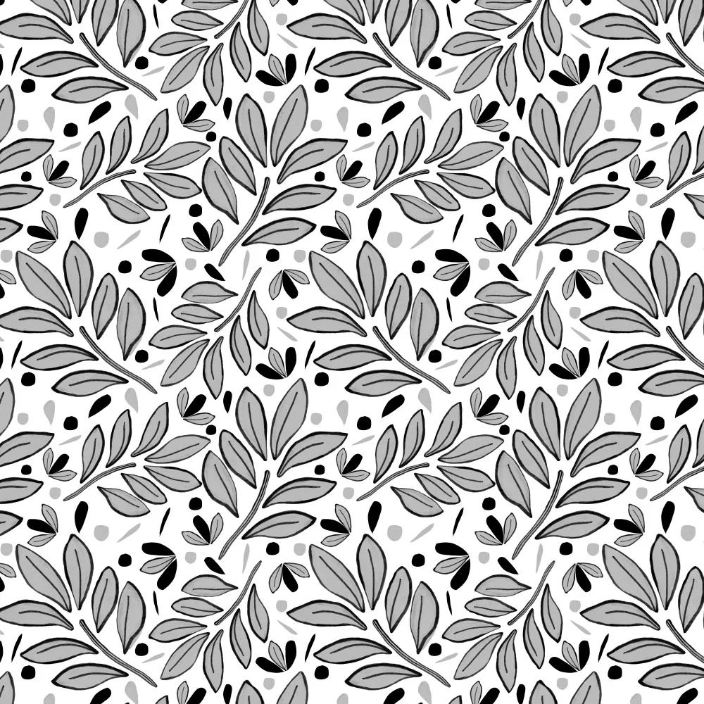 Channell, Michele: Feuilles luxuriantes Noir Blanc