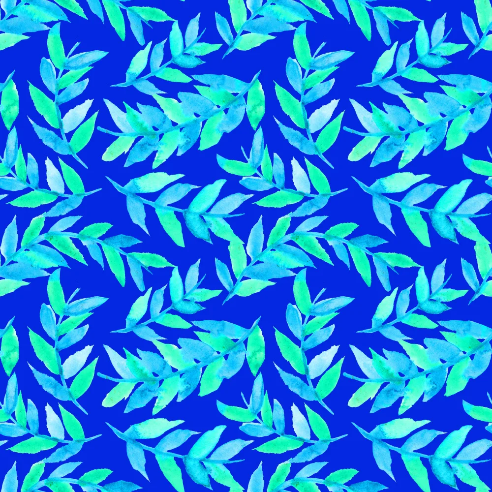 Channell, Michele: Turquoise Sur Feuilles Bleues Courbées
