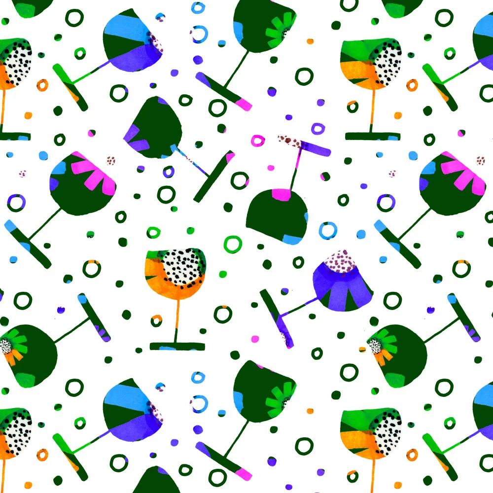 Channell, Michele: Verres à vin Floral Abstrait
