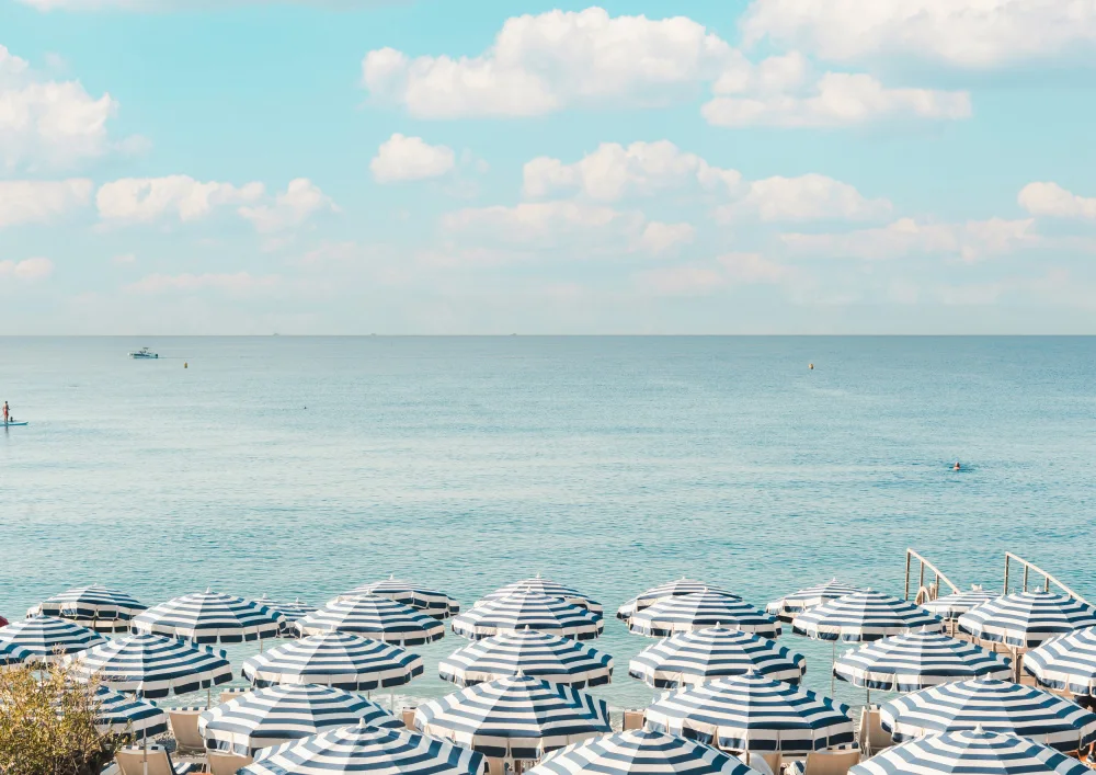Art, Digital Grace: French Riviera Beach Umbrellas II