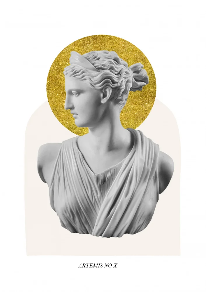 Art, Digital Grace: Déesse Artémis en or