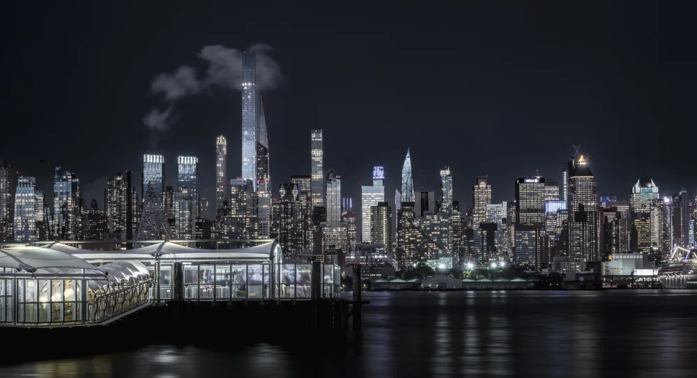 Dai, (David) Wei: Manhattan Nocturne: Towers, River, and Clouds