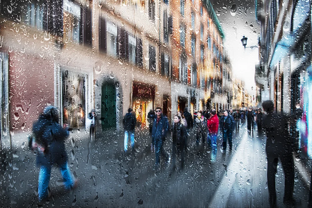 Quaglia, Nicodemo: Via dei Condotti po dešti