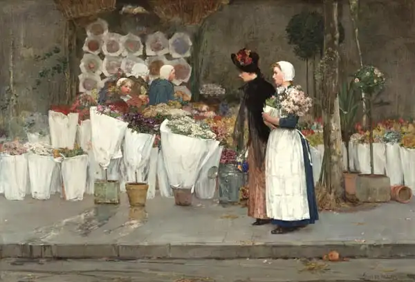 Hassam, Childe: Před květinářstvím