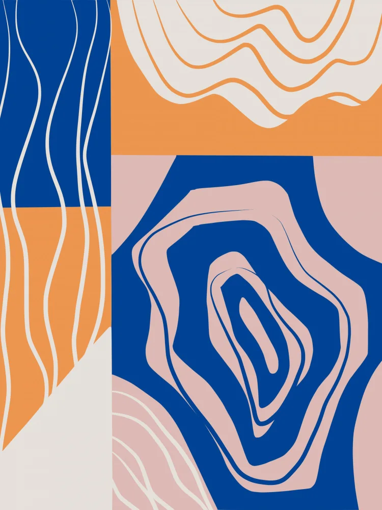 Dean, Little: Abstract Collage In Blue and Orange