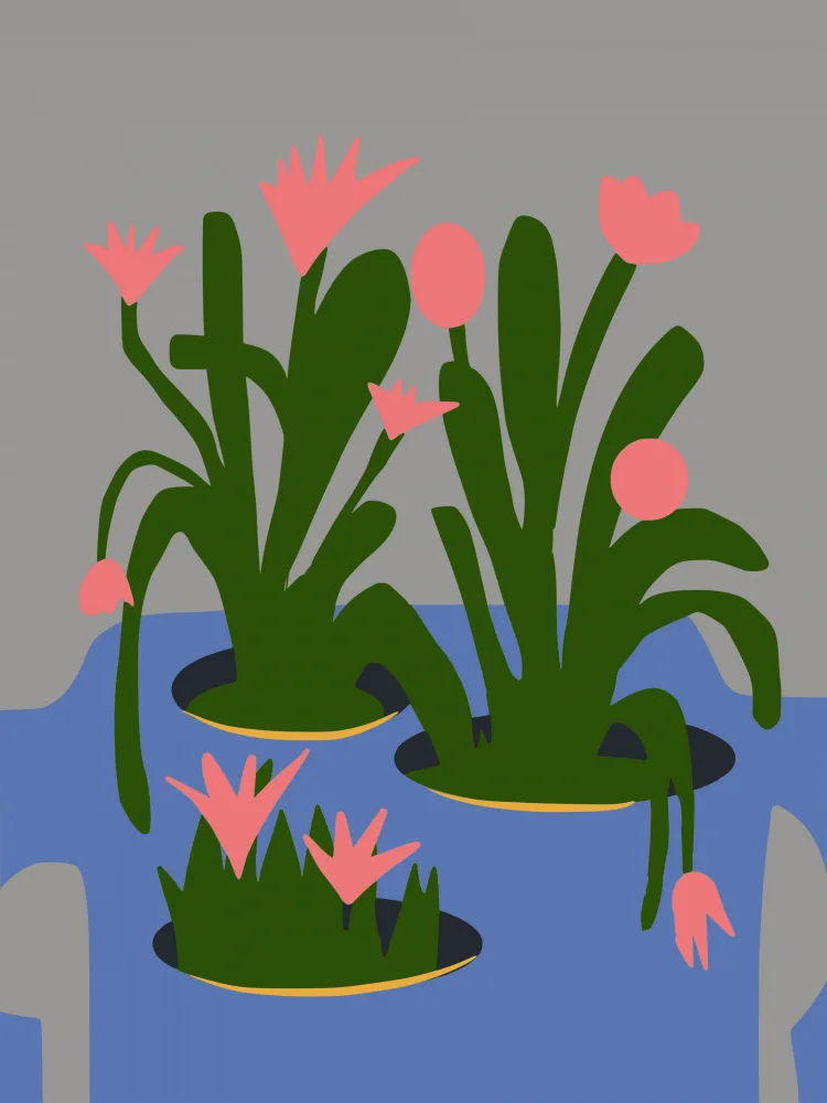 Dean, Little: Blue Recycle Bottle With Pink Blooms