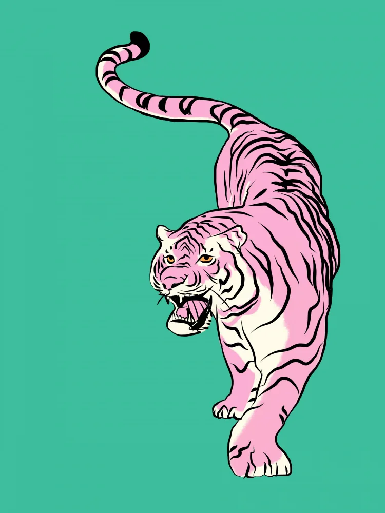 Dean, Little: Tiger In Light Pink and Green