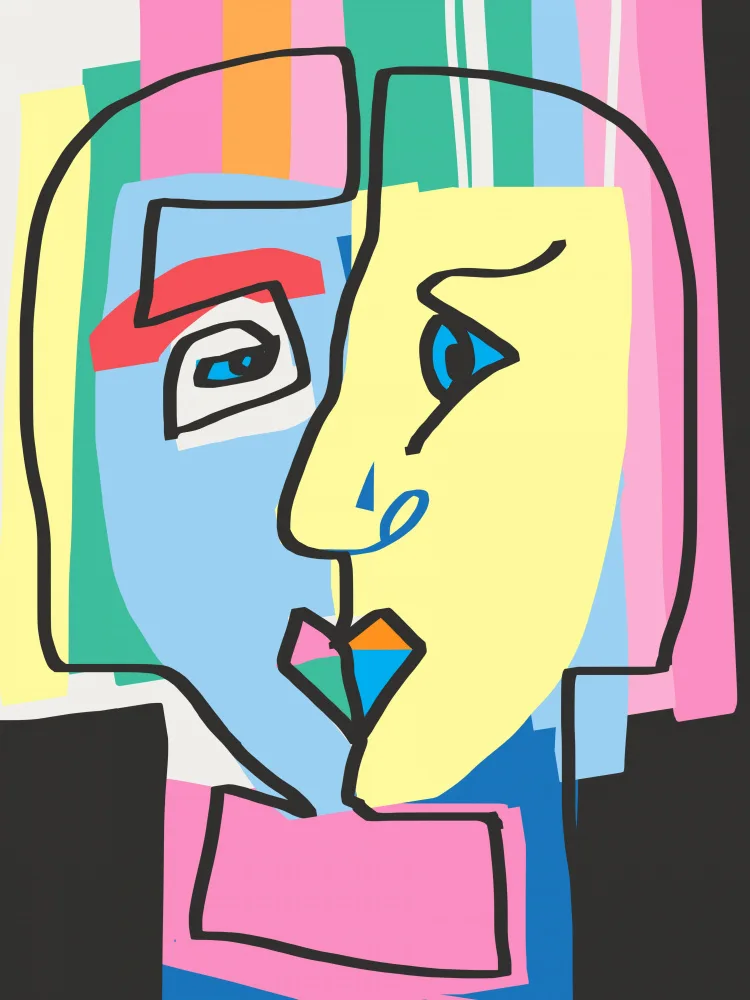 Dean, Little: Portrait abstrait coloré du cubisme