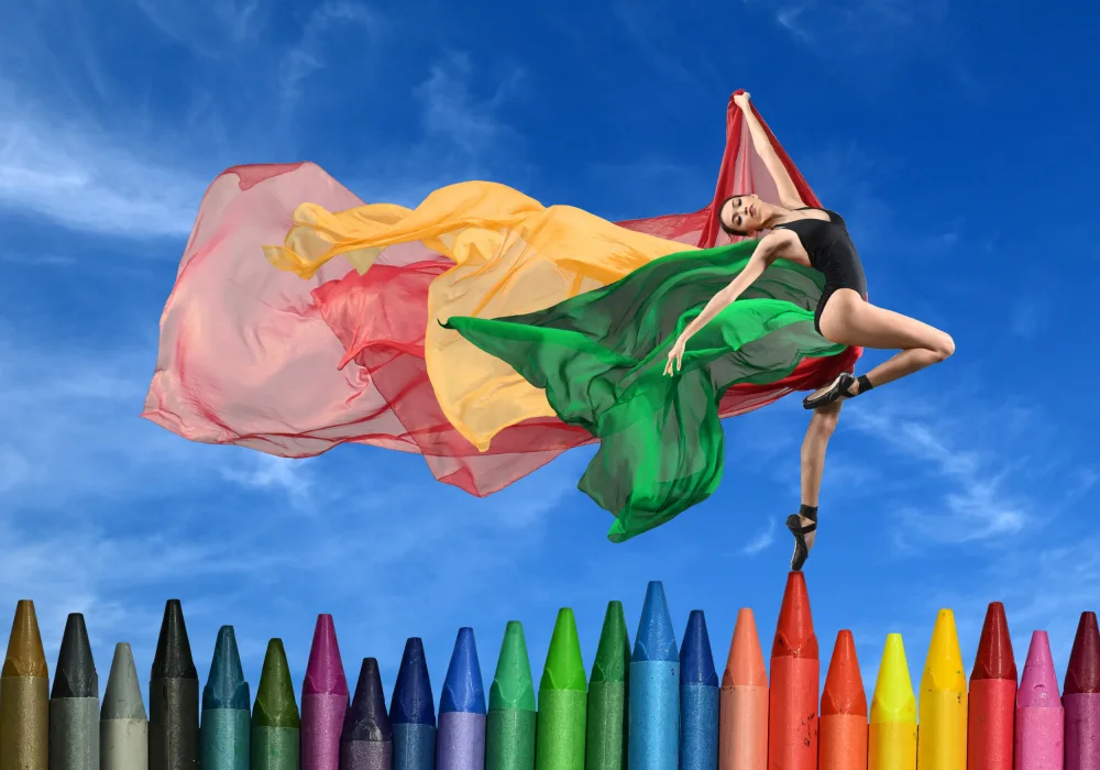 Aditya, Rawisyah: La pose de bailarina colorida.