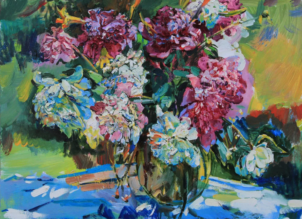 Kutsachenko, Andrii: Weiße und rosa Pfingstrosen