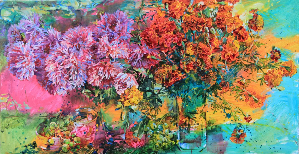 Kutsachenko, Andrii: Chrysanthemen und Ringelblumen