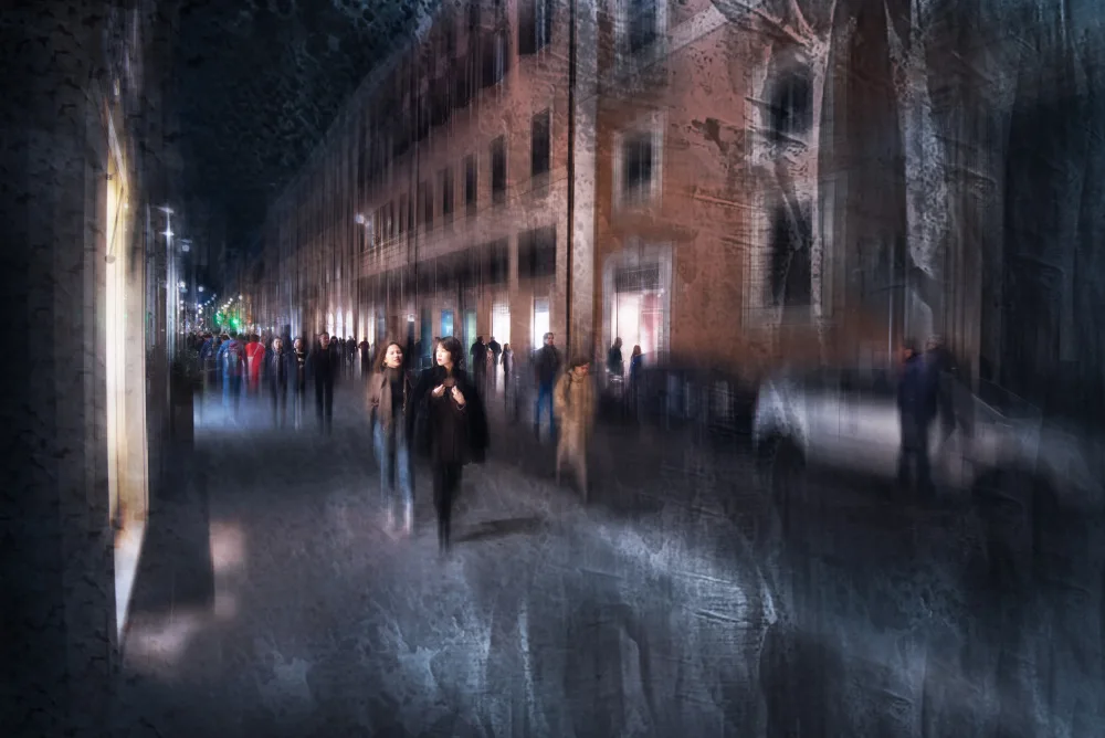 Quaglia, Nicodemo: Evening walk in via del Corso-Rome-