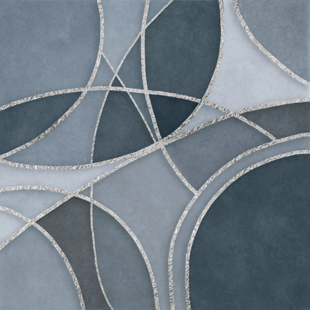 Haase, Andrea: Runde Abstracts Blau Grau Silber