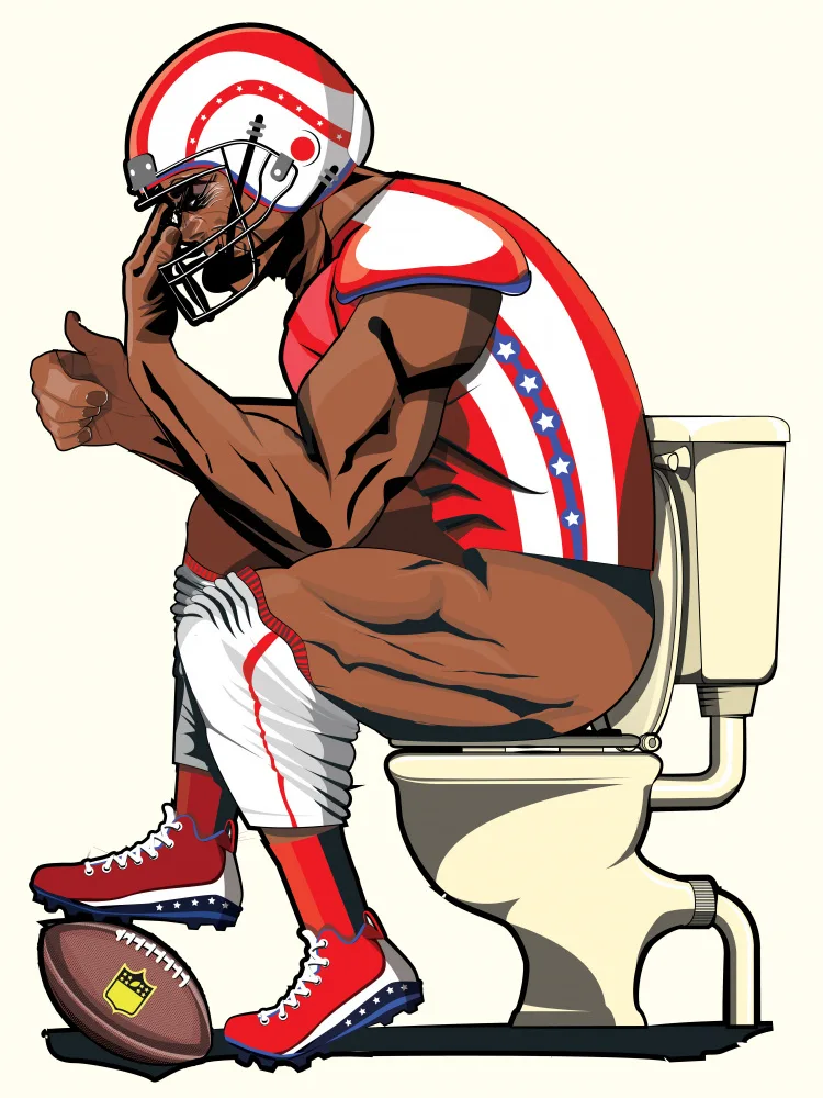 Washroom, The In: Futbolista americano en el baño