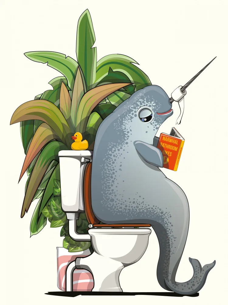 Washroom, The In: Narwhal On the Toilet