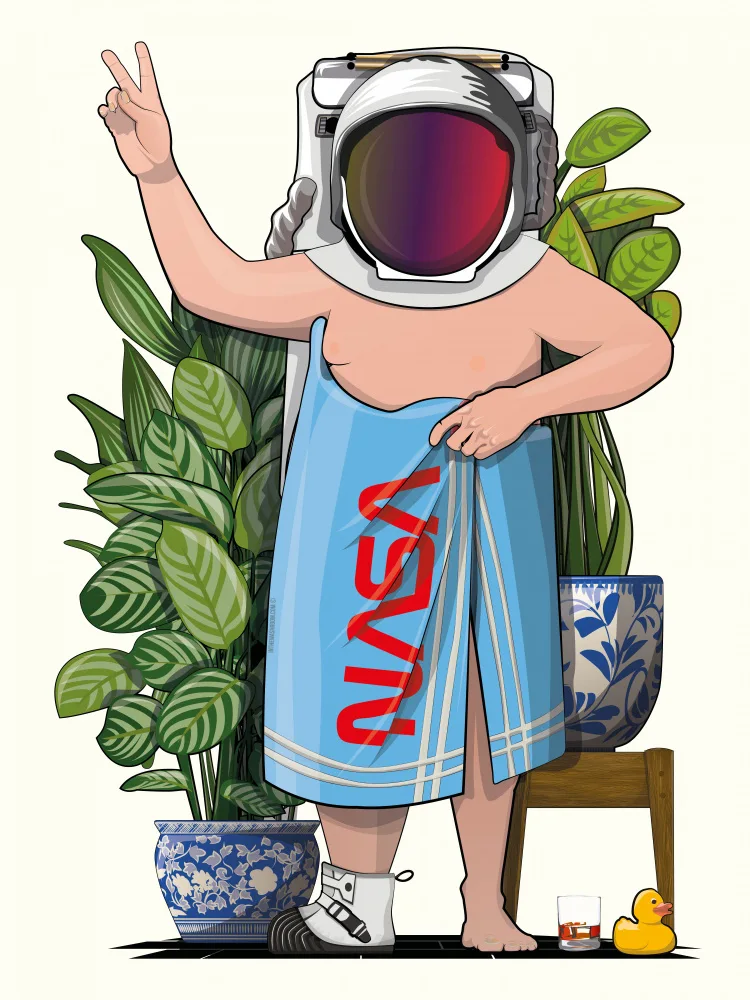 Washroom, The In: Astronauta de la Nasa en toalla de baño