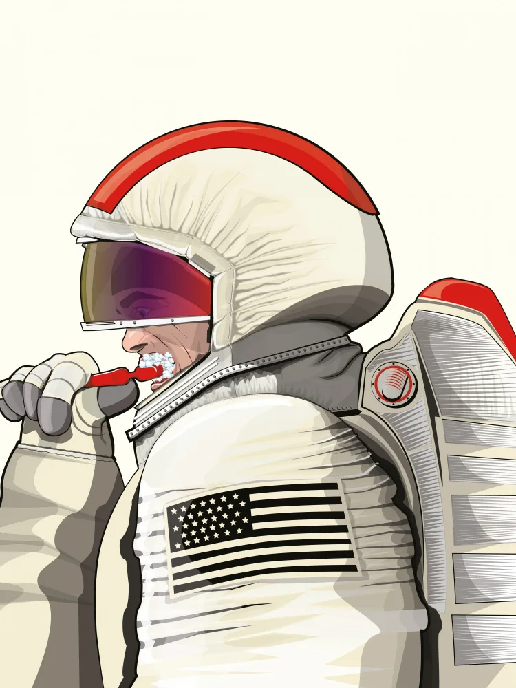 Washroom, The In: Astronaut čištění zubů