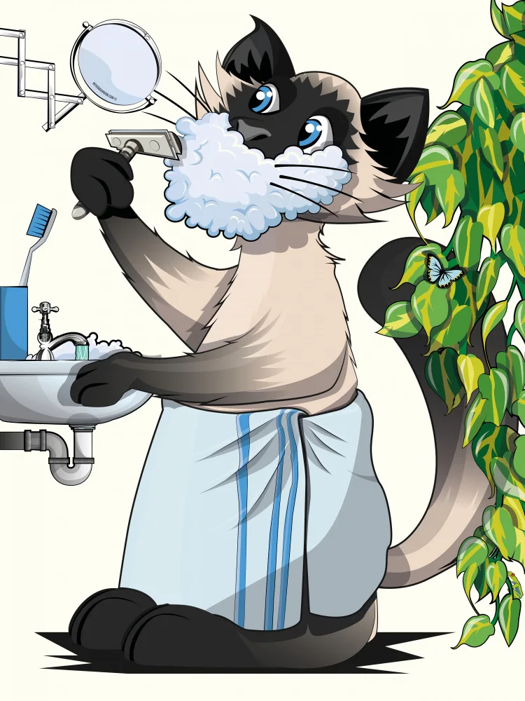 Washroom, The In: Gato afeitándose en el baño
