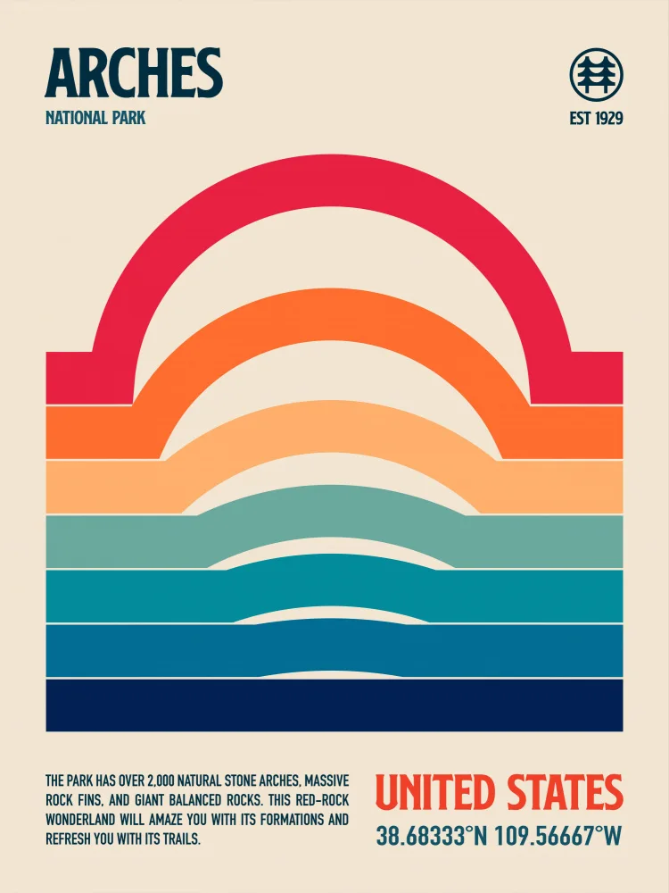 Retrodrome: Arches National Park Travel Poster