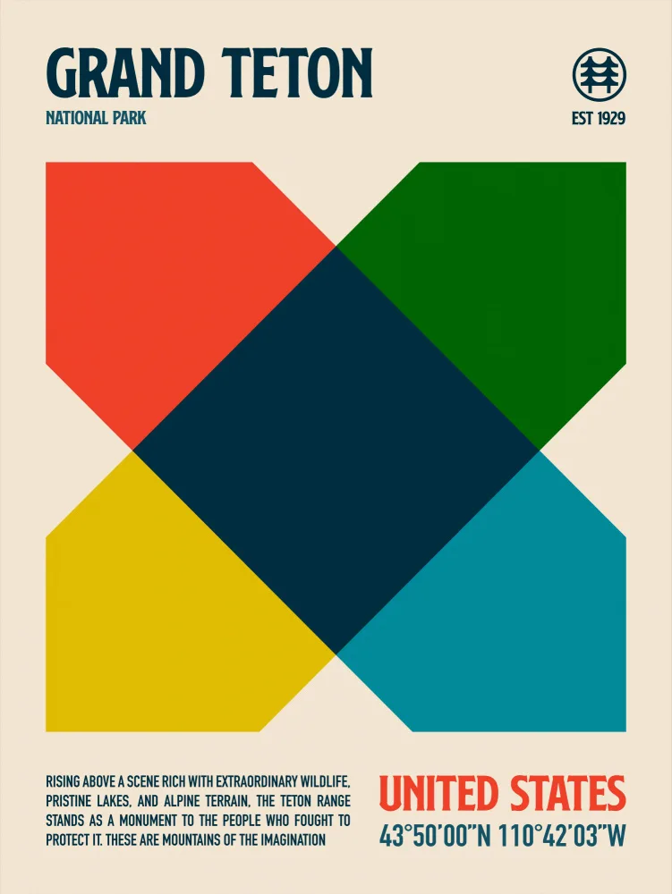 Retrodrome: Póster de viaje del Parque Nacional Grand Teton