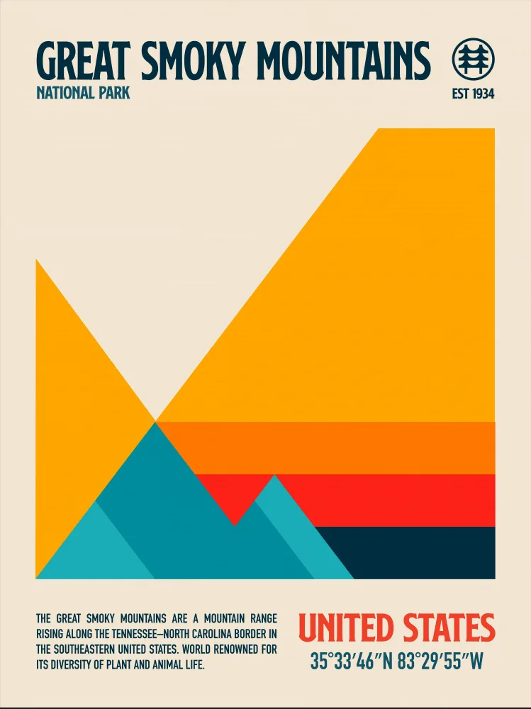 Retrodrome: Póster de viaje del Parque Nacional Great Smoky