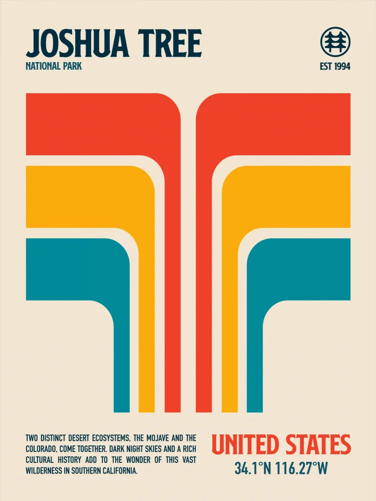 Retrodrome: Póster de viaje del Parque Nacional Joshua Tree