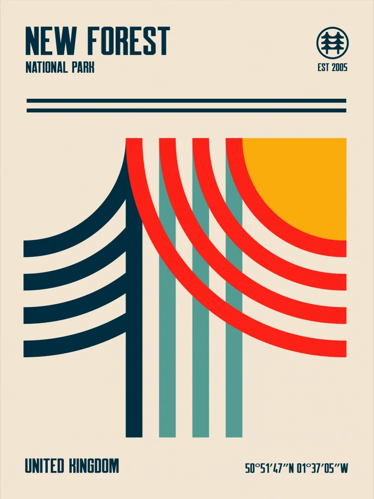 Retrodrome: Póster de viaje del Parque Nacional New Forest
