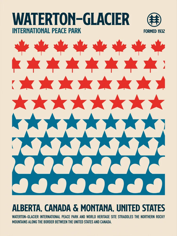 Retrodrome: Póster de viaje del Parque Nacional Waterton