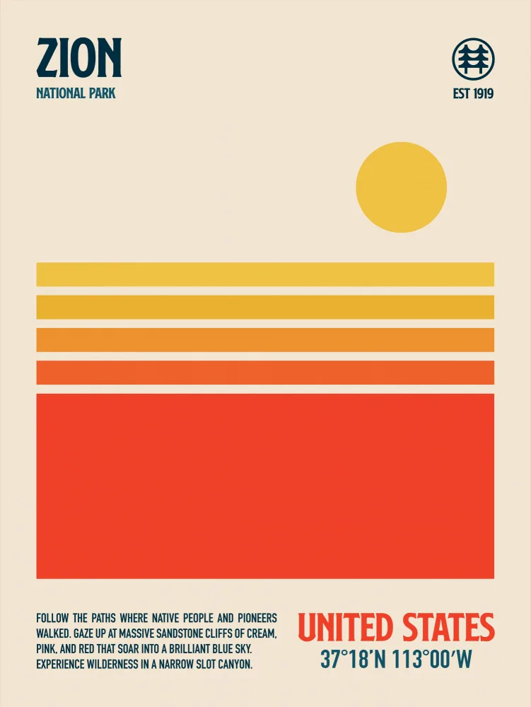 Retrodrome: Póster de viaje del Parque Nacional Zion