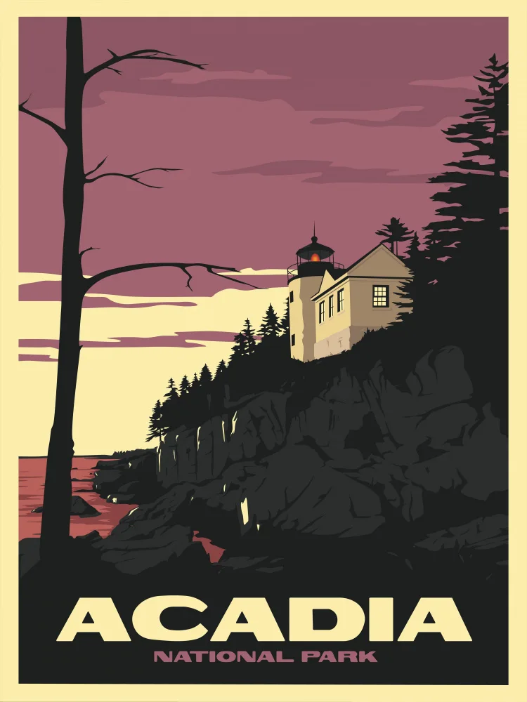 Retrodrome: Acadia National Park Travel Print