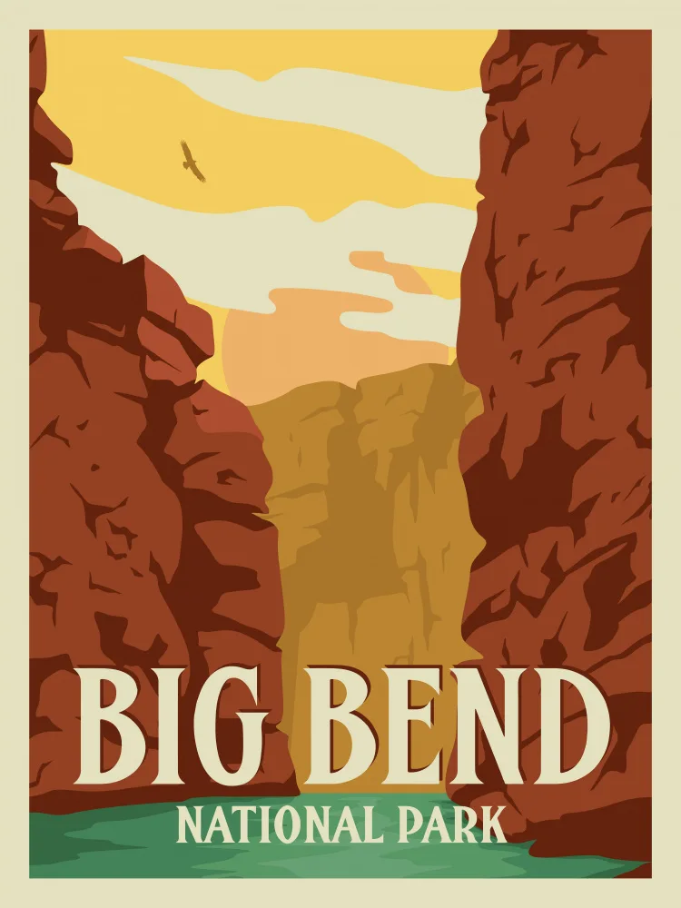 Retrodrome: Impresión de viajes del Parque Nacional Big Bend