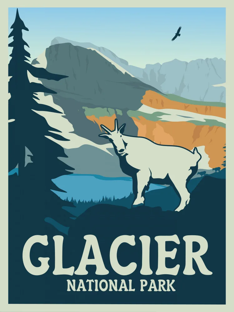 Retrodrome: Glacier National Park Travel Print