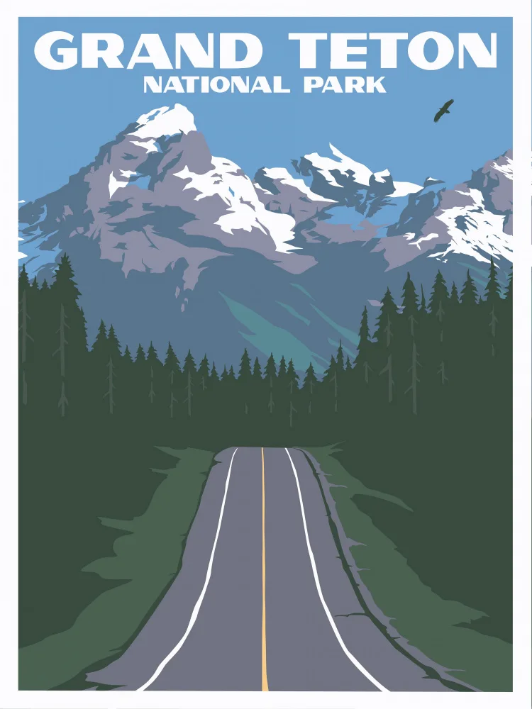 Retrodrome: Grand Teton National Park Travel Print
