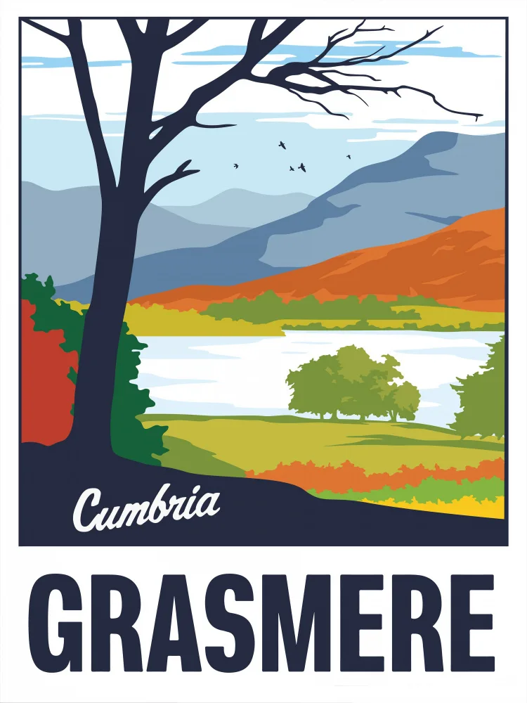 Retrodrome: Impresión de viajes del Distrito de los Lagos de Grasmere