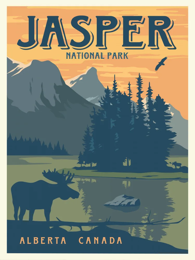Retrodrome: Impresión de viajes del Parque Nacional Jasper