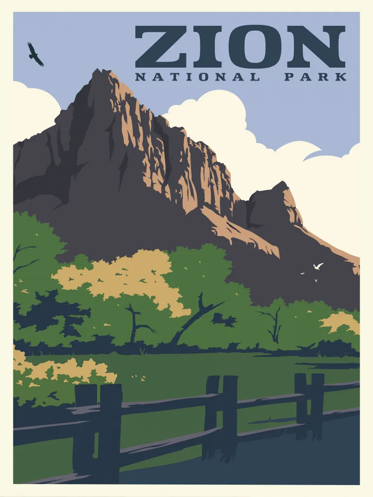Retrodrome: Stampa di viaggio del Parco nazionale di Zion