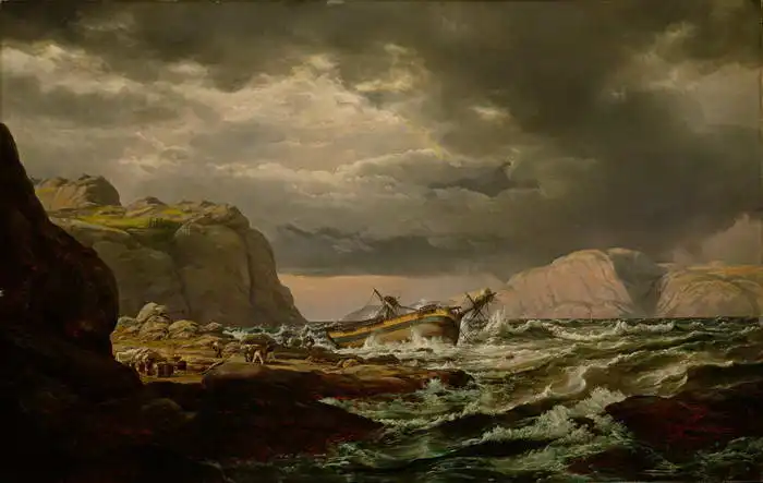 Dahl, Christian Johan: Vrak lodě u norských břehů