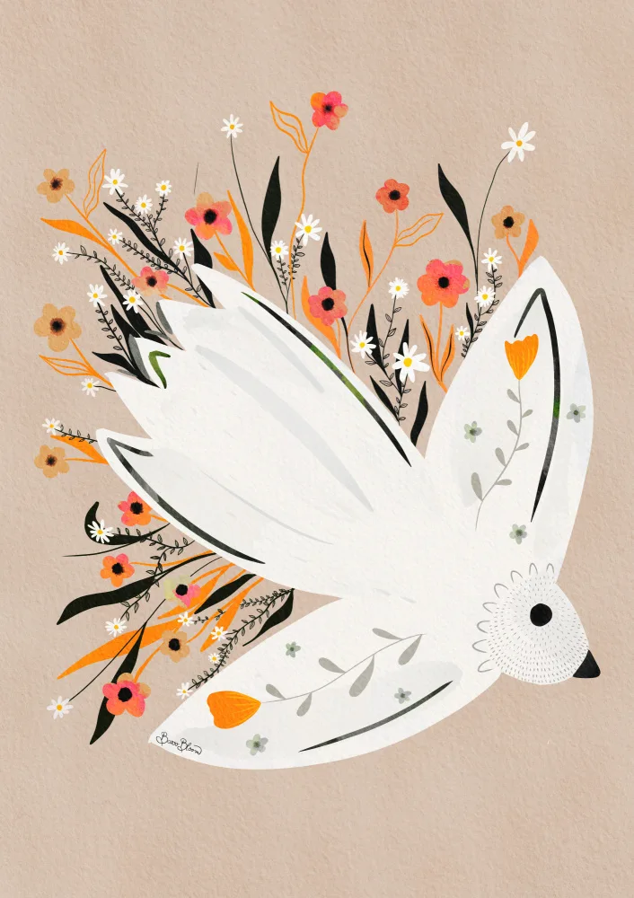 Bloom, Baroo: Seagull in Flowers illustration