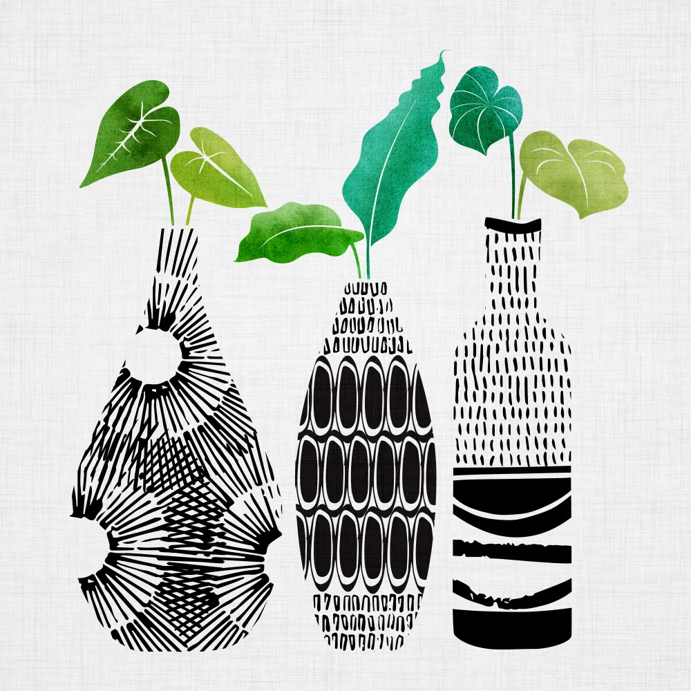 Gallagher, Kristian: Bw Tribal Vases Sq