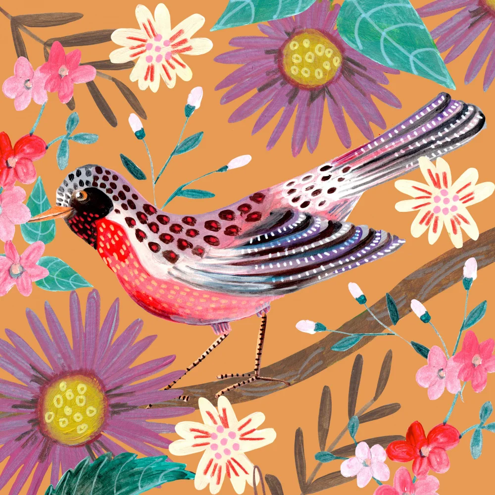 Müller, Bonne Caroline: Vogel und Blumen