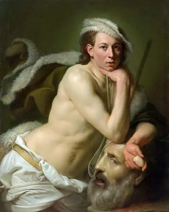 Zoffany, Joseph Johan: Autoportrét v podobě Davida s hlavou Goliáše