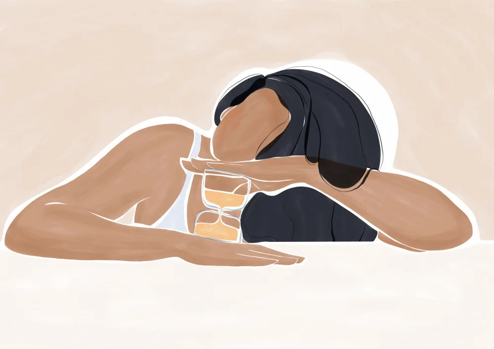 Illustrations, Green Ivy: Femme avec un sablier magique imprimé par Ivy Green Illustrations